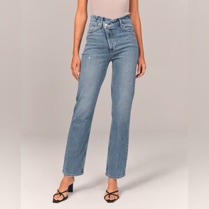 Abercrombie Dad High Rise Cross Waist Jeans
